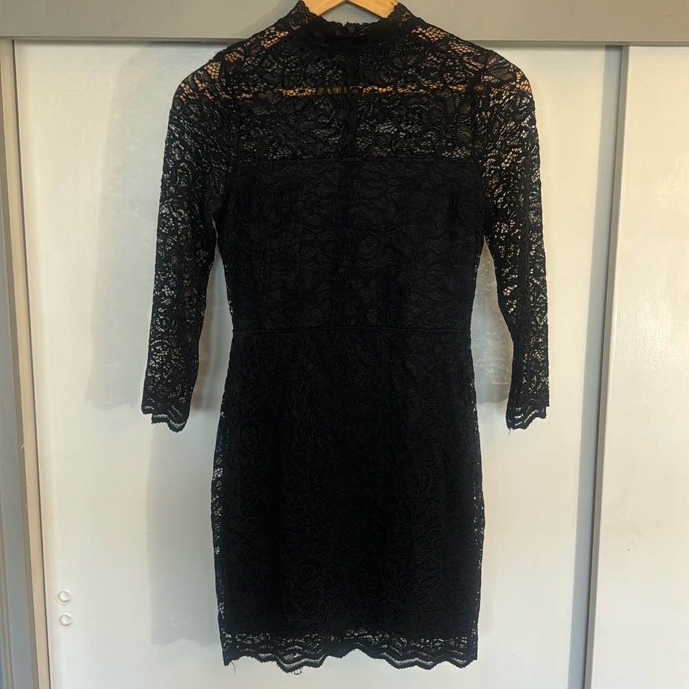 Black lace mini dress
